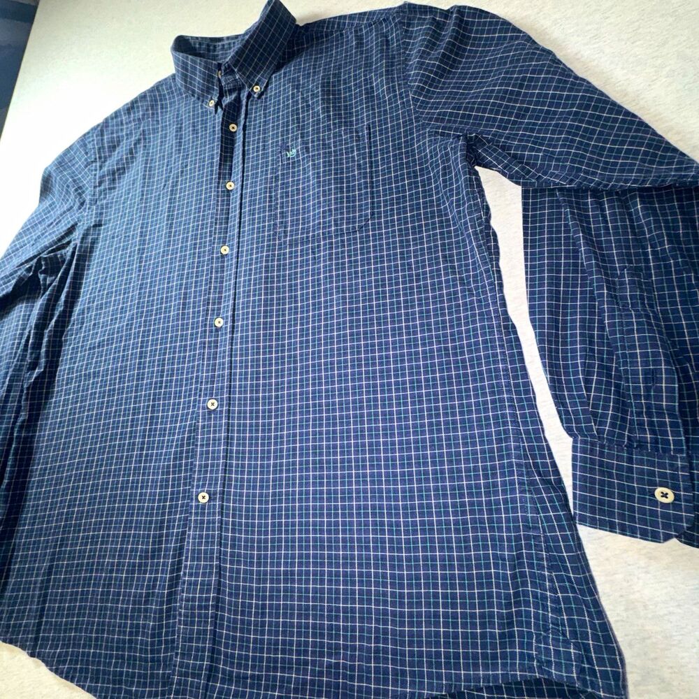 Chaps Easy Care Men's 3XLT Blue/White/Red Plaid L/S Button-Down Shirt Nice Shirt